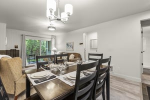 The dining table offers seating for 6 guests.