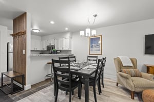 The dining table offers seating for 6 guests.