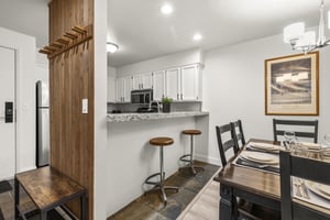 The breakfast bar offers seating for two guests.