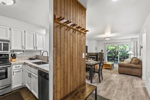 The entryway offers an area to hand skis and remove your boots.