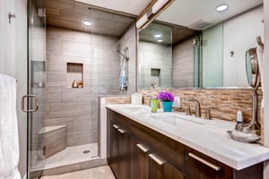 The en suite bathroom with walkin shower.