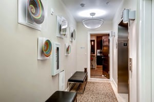 The private entrance foyer with elevator access.