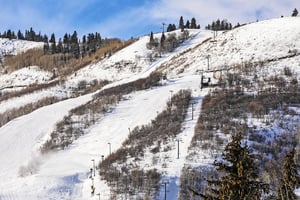 Views of Park City Mountains Eagle chairlift on a sunny winter day