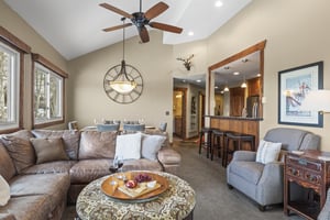 Snow Flower 123 has an open concept living, dining and kitchen area.