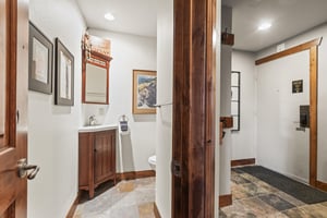 The convenient half bathroom is located on the main level.