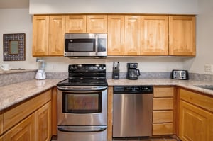 Snow Flower 28 has a wellequipped kitchen with stainless steel appliances.
