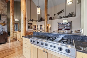 The wellequipped kitchen has a 7 burner stove.