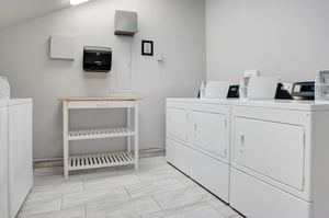 Common laundry room located on the second floor. Machines accept both coin payment and credit card via smartphone app