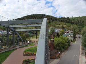 The ski bridge in summer connects the Town Lift base with the mountain access and is across the street from Park Villa.