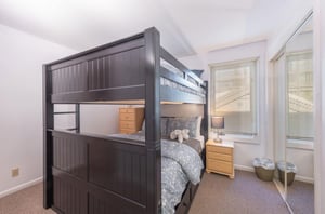 Second bedroom with a twin over a full bunk bed and a twin trundle.