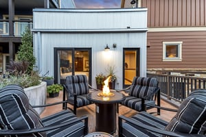 2nd level private patio with BBQ and cozy fireplace