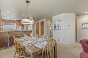 The dining table offers seating for 6 guests.