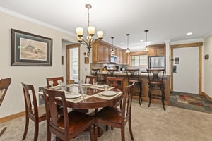 The open concept dining and kitchen area.