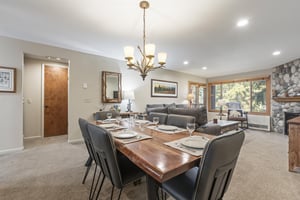 The dining room table with seating for 6 guests.