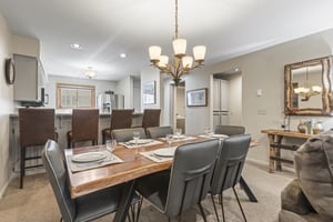 The dining room table with seating for 6 guests.