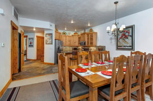 The open concept kitchen and dining area.