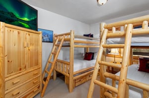 The third bedroom has two bunkbeds and sleeps 4.