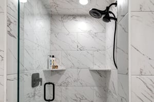 The walkin shower with European glass door.