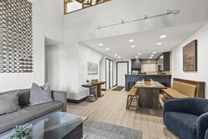 Snow Flower 126 has an open concept living, dining and kitchen area.