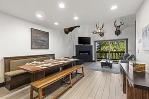 Snow Flower 126 has an open concept living, dining and kitchen area.