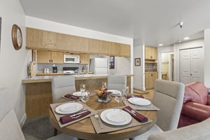 The dining area with seating for 5 guests.