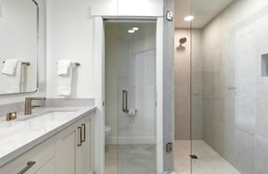 The en suite bathroom with private water closet and a walkin shower.