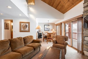 Living room with vaulted ceilings