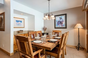 Snow Flower 74 offers a dining table with seating for 6 guests.