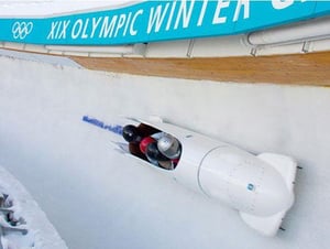 Bobsled rides at the Utah Olympic Park in Park City, Utah.