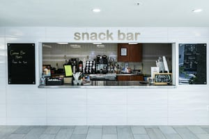 Poolside snack bar alongside the indooroutdoor pool