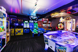 Game room with classic arcade games, fun for the whole family