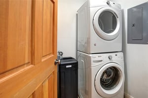 Convenient private laundry facilities with fullsize washer and dryer.