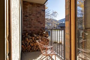 The private deck with seating for two guests.