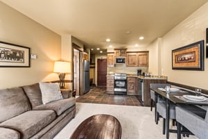 The open layout connecting your fullyequipped kitchen to the inviting living space, perfect for relaxing after adventures.