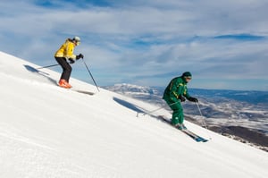 Two adult skiers at Deer Valley Resort.