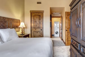 Rest peacefully in your rusticchic bedroom featuring handcrafted wood furnishings and crisp linens.