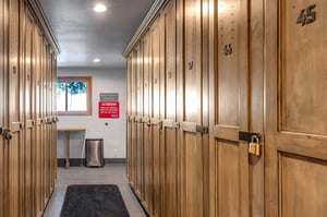 Secure your gear in wooden lockers for peace of mind during your stay.