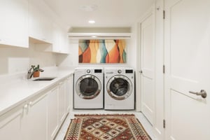 Laundry room with side by side washerdryer and utility sink
