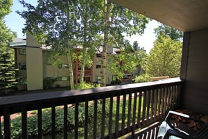 Premier Snow Flower Condominium 107s patio view.
