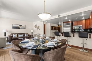 Gather around this elegant dining table for memorable meals that offers seating for 6 guests.