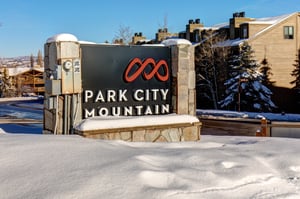 The Park City Mountain Resort sign, Resort Plaza is located in the Resorts village center.