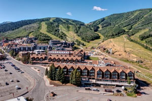 Aerial view Resort Plaza with the close proximity to the skiinout access at Park City Mountain Resort.
