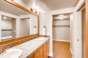 Main bath double vanity  ParkCityLodging_TownPointeB203_MainBath