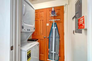 Your inunit washer and dryer make it easy to keep clothes fresh during your stay, while the ironing board ensures youre ready for any occasion.