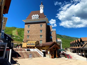 Resort plaza views on a beautiful sunny summer day