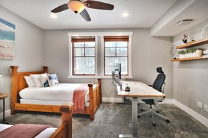 Twin bedroom with studywork desk including separate computer monitor