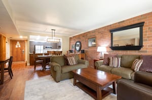 Living area, dining, and kitchen