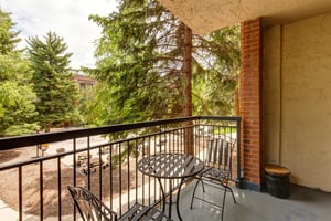 Park Station 124 has a private patio with seating for two.