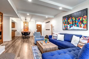 Park Station has an open floor plan with the living room next to the dining room and entryway door.