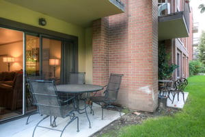 Park Station 216 has a private patio with lovely tree lined view and nearby walking path.